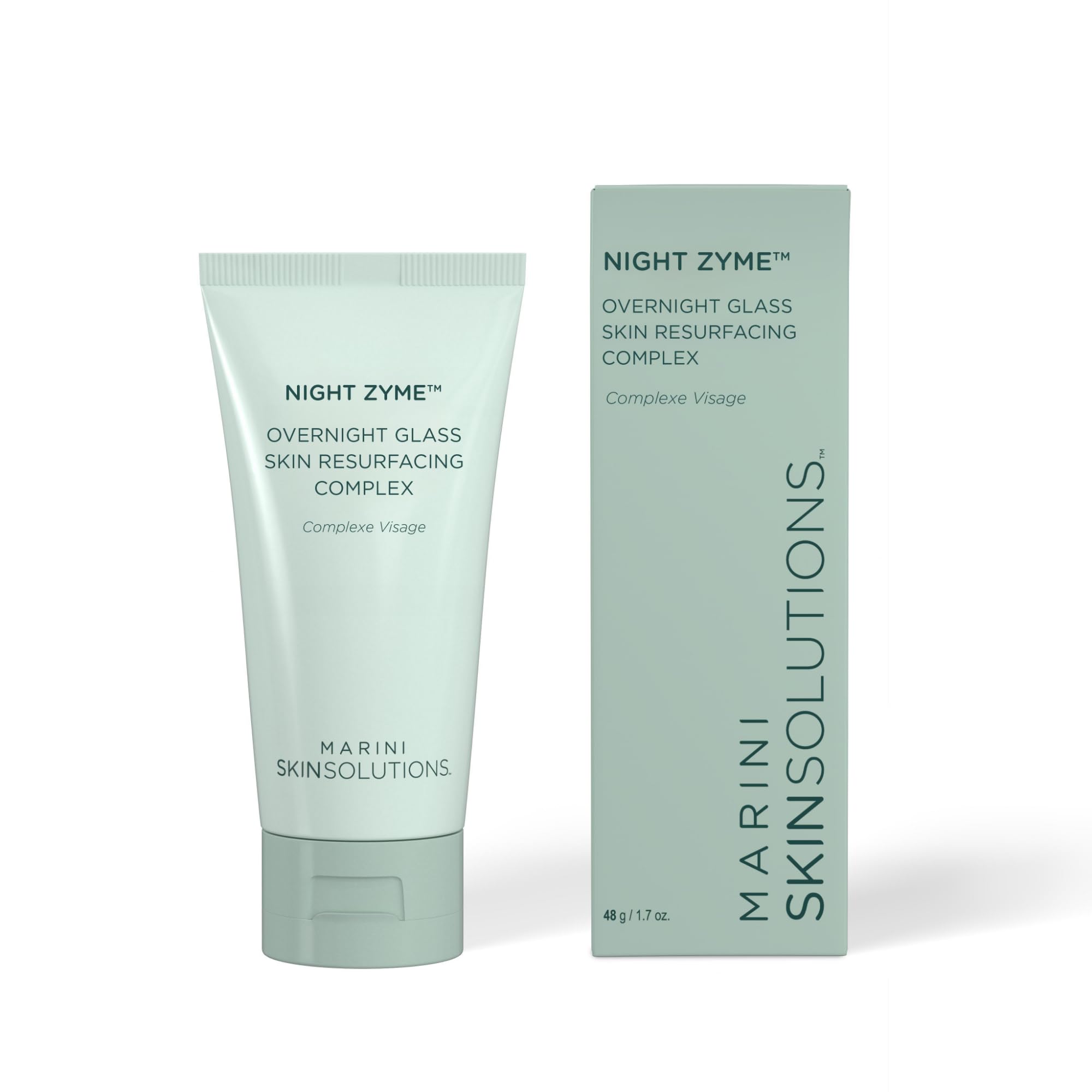 Marini SkinSolutions Night Zyme mask jar close-up showing creamy texture for overnight renewal.