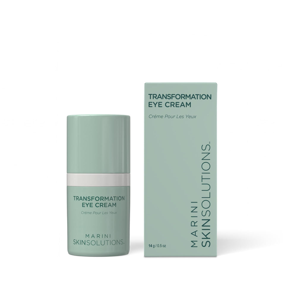 Marini SkinSolutions Transformation Eye Cream jar shows creamy texture ready for hydration.
