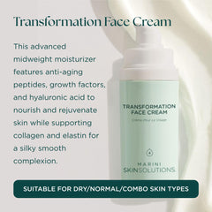 Marini SkinSolutions Transformation Face Cream application on skin for smoothing.