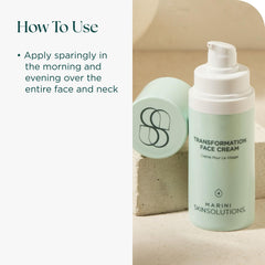 Marini SkinSolutions Transformation Face Cream packaging with cruelty-free and USA-made credentials.