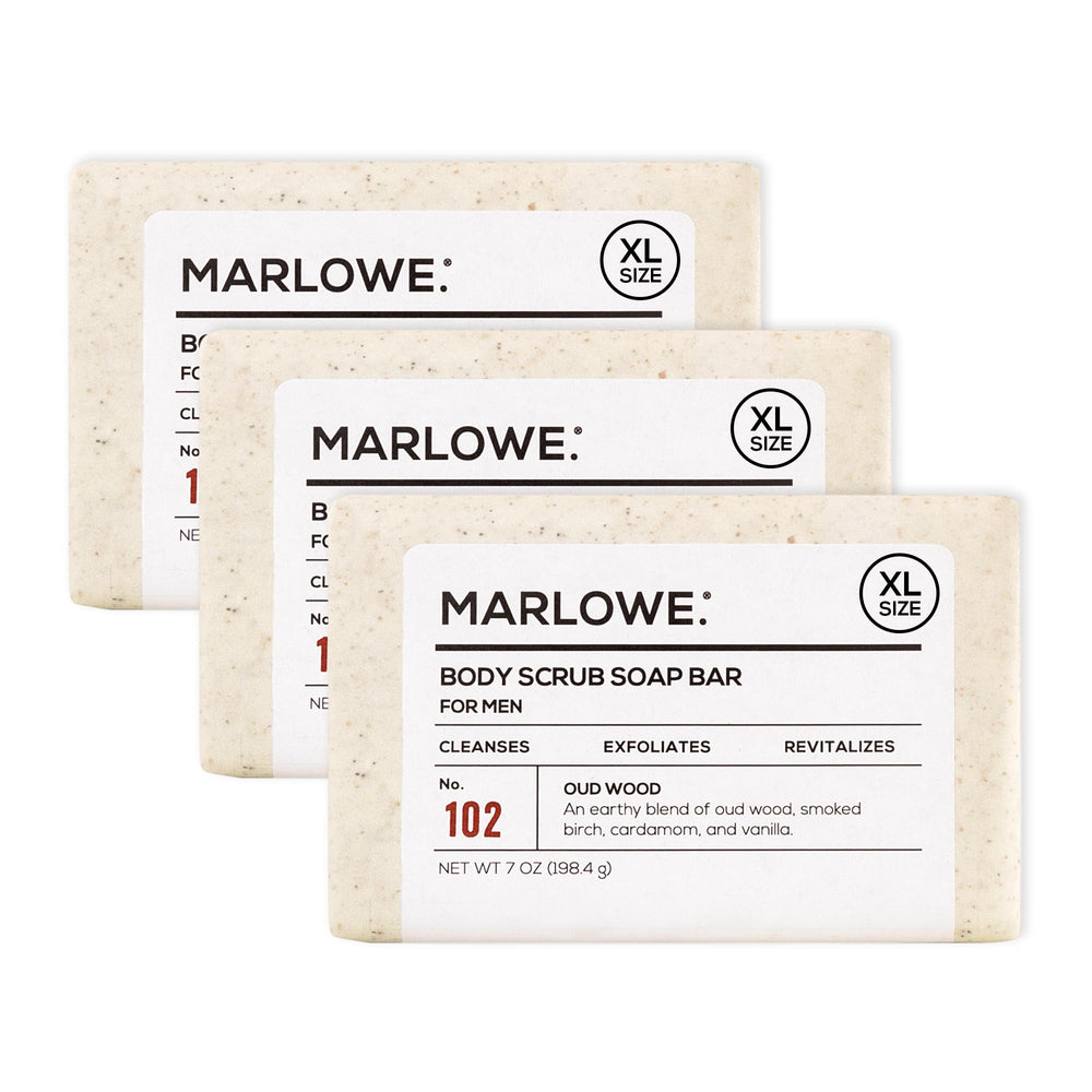 MARLOWE No. 102 Oud Wood packaging highlighting eco-friendly wrapper.