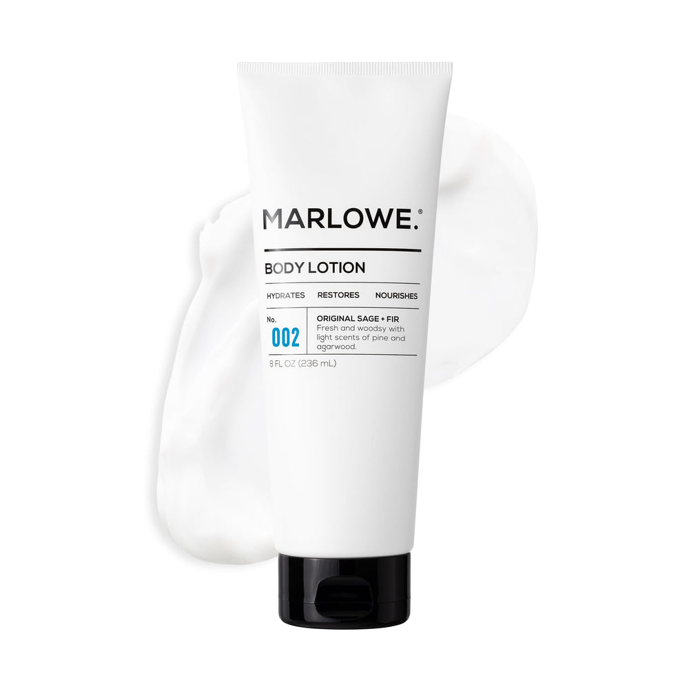 MARLOWE No. 002 Sage and Fir bottle front, hydrating daily moisturizer.
