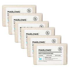 MARLOWE No. 102 body scrub bar close-up showing pumice for exfoliating dry skin.