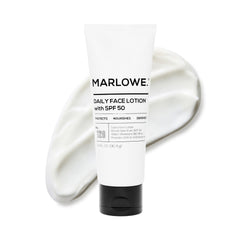 MARLOWE No. 128 SPF 50 face lotion front view for daily protection.