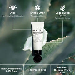 MARLOWE No. 128 SPF 50 tube-dispense view highlights quick rub-in.