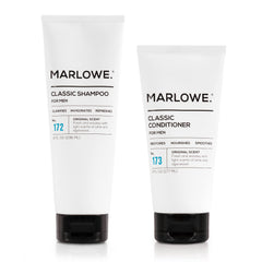 MARLOWE No.172 shampoo bottle on shelf promotes clean, hydrated hair.
