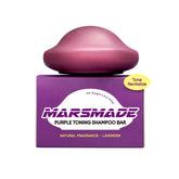 Mars Made Purple Toning Shampoo Bar packaging and bar on display for eco-friendly hair care