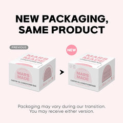 MARS MADE Castor Oil Conditioner Bar in hand, compact and travel-ready.