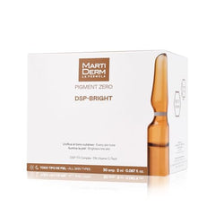 Box and ampoules arranged to emphasize targeted depigmenting action