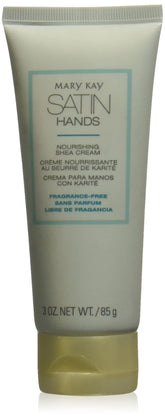 Mary Kay Satin Hands Nourishing Shea Cream tube front view showing fragrance-free hydration