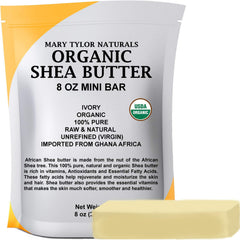 Mary Tylor Naturals Organic Shea Butter 8oz jar for skin and hair hydration.