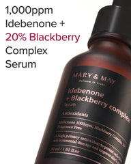 Mary&May Idebenone Blackberry Serum pump demonstrates quick, non-greasy application.