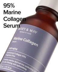 Mary&May Marine Collagen Serum packaging back shows ingredients and usage notes for informed routines