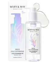 Mary&May rice cleansing oil bottle demonstrates gentle oil-to-milk cleansing