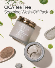 Mary&May vegan Cica Tea Tree wash-off pack creamy clay texture on skin