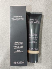 Swatch of Mary Kay TimeWise Luminous 3D Foundation Ivory C110 showing radiant luminous finish