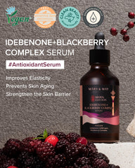 Mary&May Idebenone Serum pump close-up shows quick absorption for firm skin.