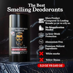 MASCULINE MAN Rocket Man deodorant swatch on skin shows smooth glide.
