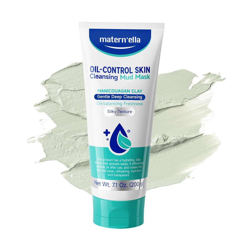 MATERN'ELLA Mud Mask texture close-up showing the clay blend for pore purification