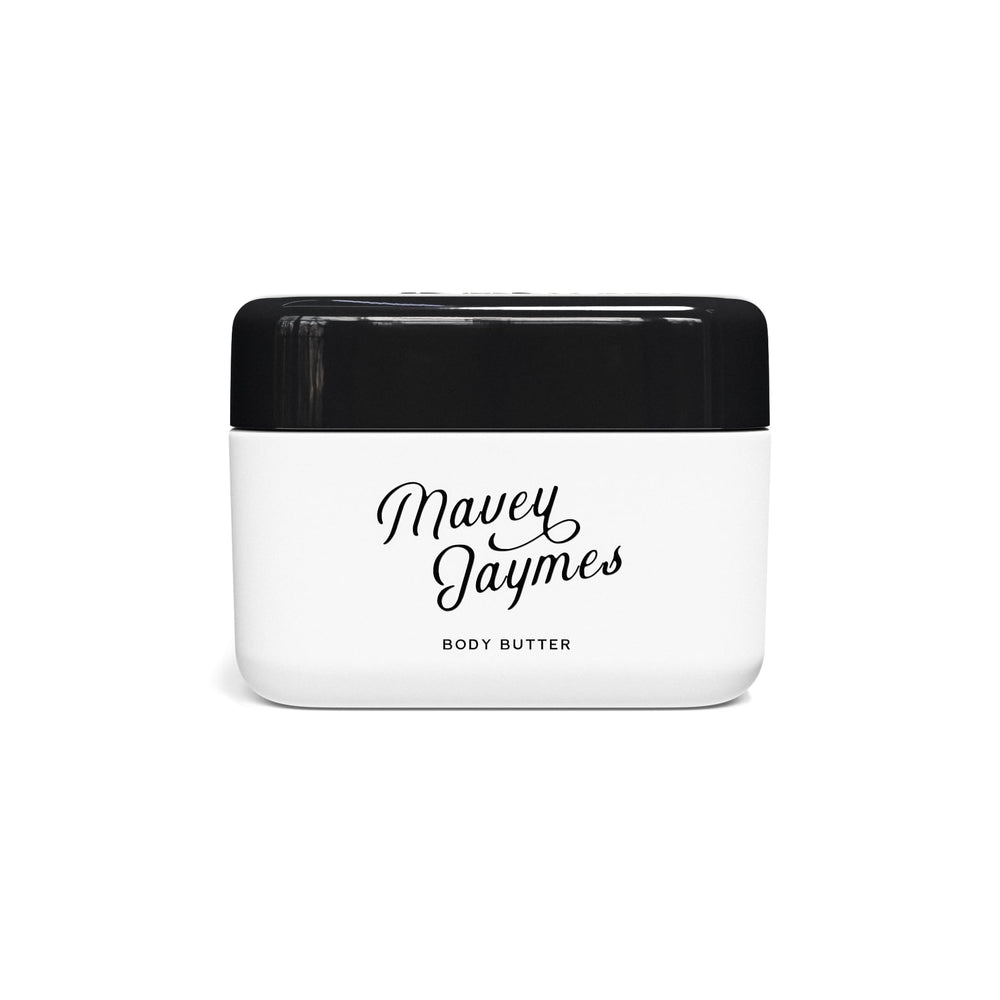 Mavey Jaymes Body Butter packaging with eco-friendly refillable design