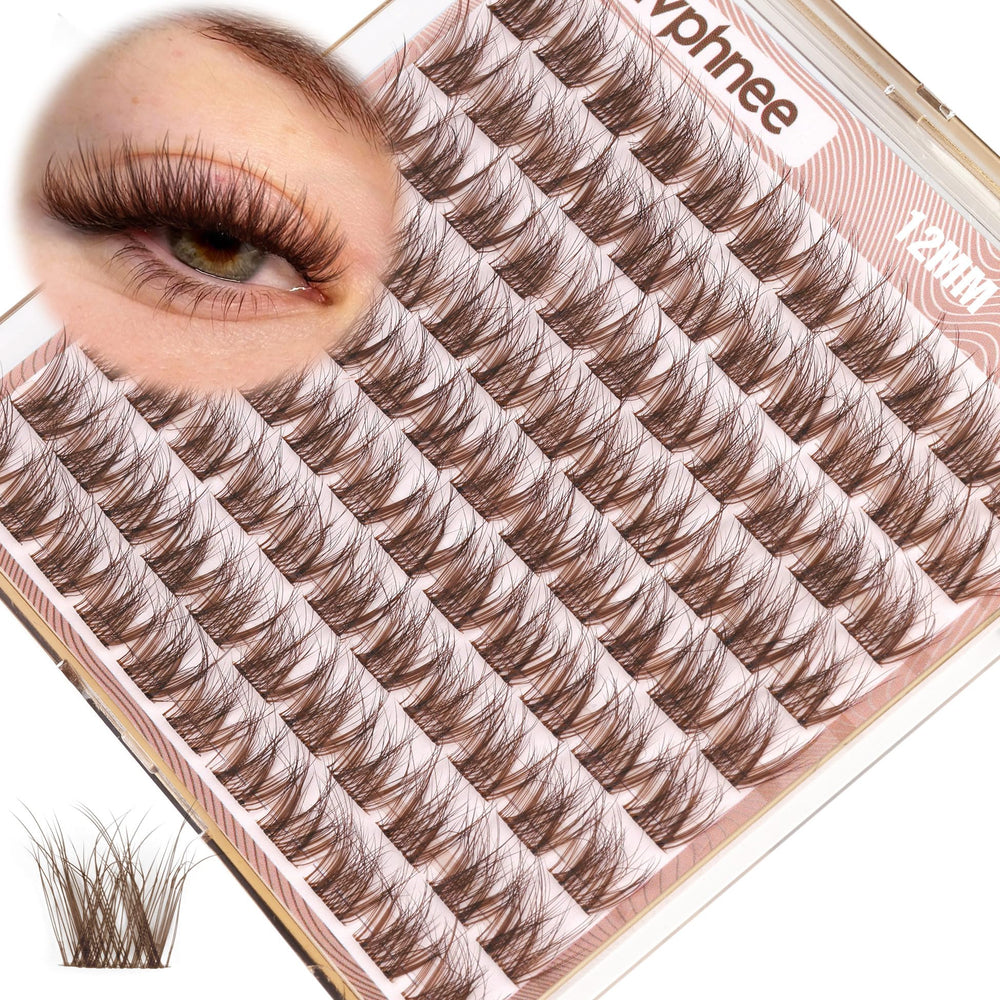 Mavphnee Brown Lash Clusters 12mm for natural daily fullness.