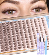 Mavphnee Brown Lash Clusters Kit main view showing 144 clusters for natural daily wear