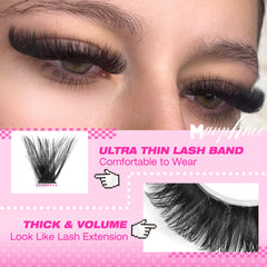 Mavphnee D-curly cluster lashes for a lifted eye effect