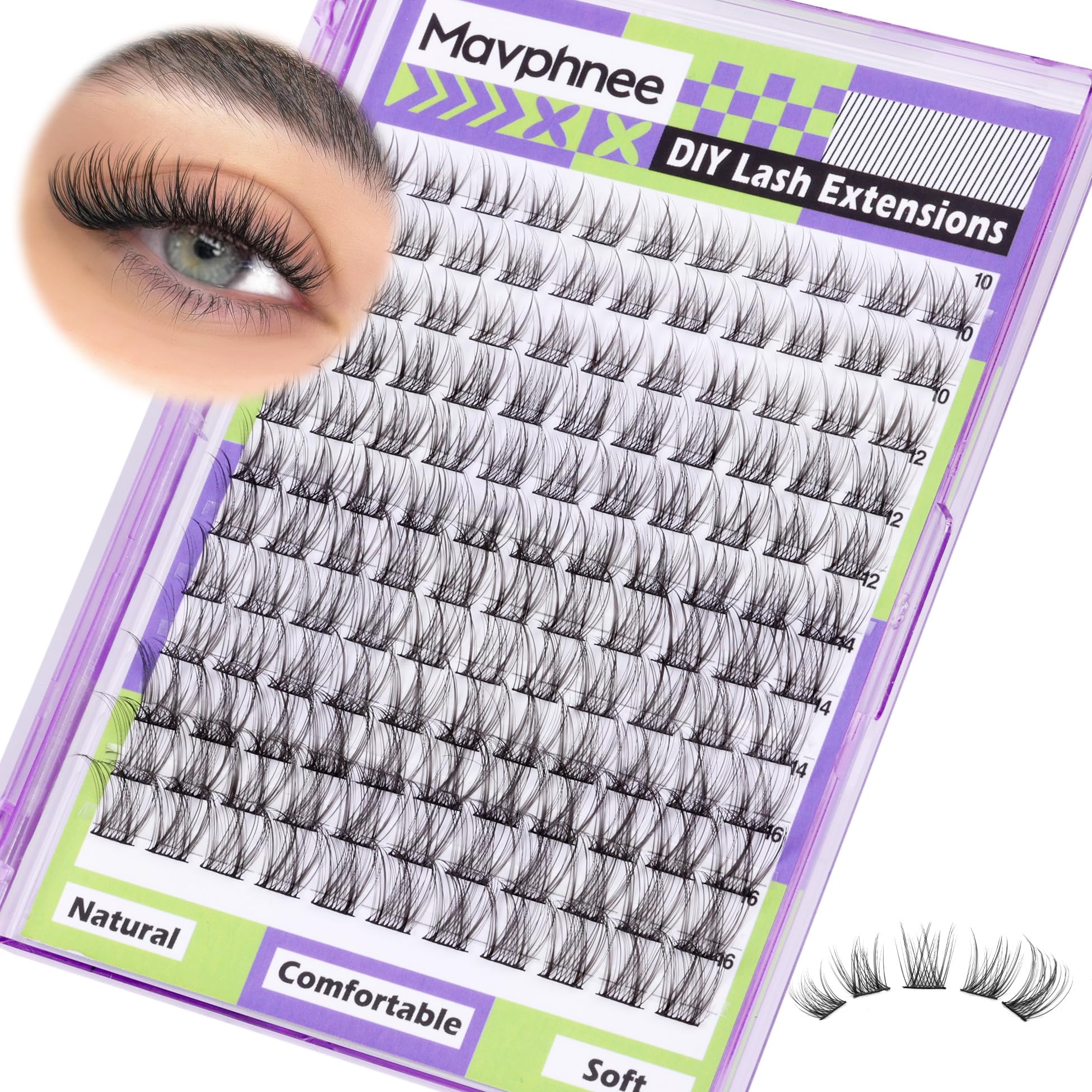 Mavphnee natural lash clusters 10-16mm for a subtle, effortless look
