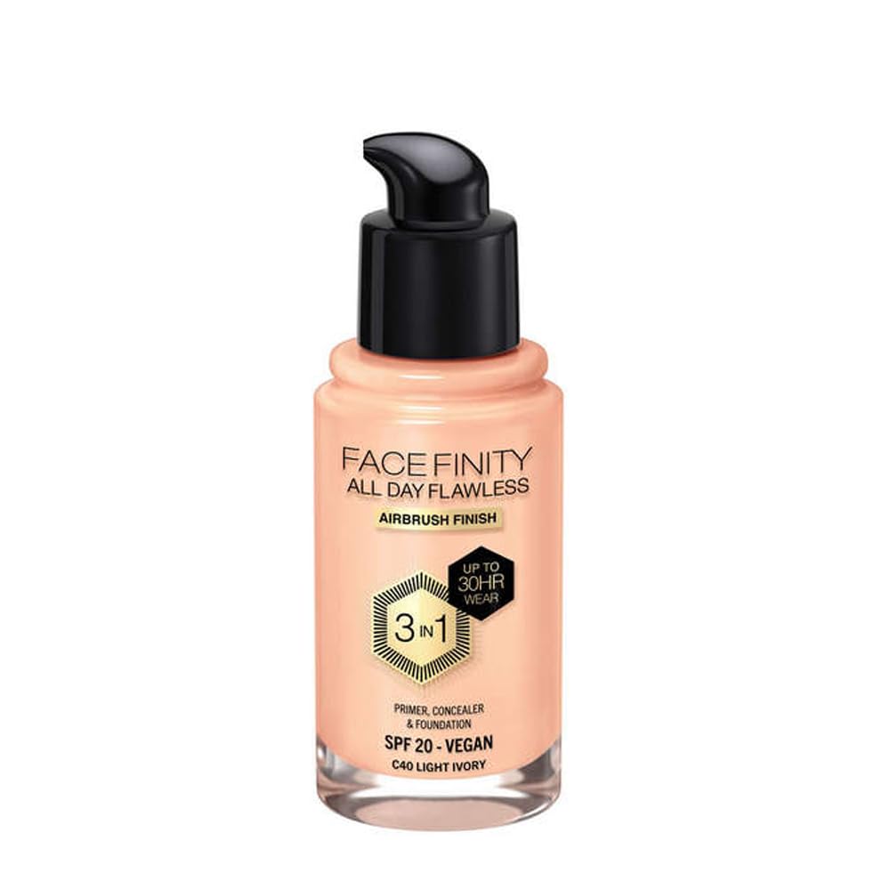 Max Factor Facefinity bottle front view with SPF 20 for all-day wear