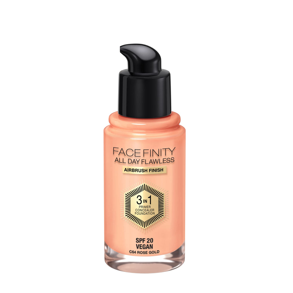 Max Factor Facefinity bottle cap closeup, built-in primer for quick prep