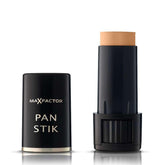 Max Factor Pan Stik 14 Cool Copper bottle front view, three-pack for on-the-go touch-ups.