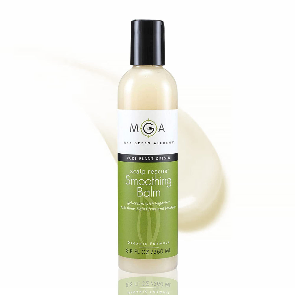 Max Green Alchemy MGA Vegan Hair Smoothing Balm swatch shows creamy texture for smooth styling