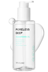 MAXCLINIC Poreless Deep Cleansing Oil bottle pour shows gentle makeup removal