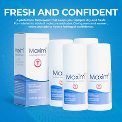 MAXIM roll-on application for quick, sweat-blocking protection