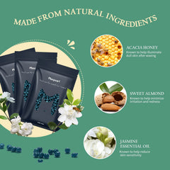 Maxpearl wax beads application image shows low-temp, gentle hair removal.