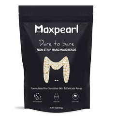 Maxpearl wax beads melting into a creamy film for gentle facial hair removal.