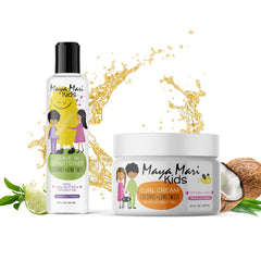 Maya Mari Kids Leave-In Conditioner bottle showing detangling and moisture benefits