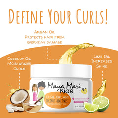 Maya Mari Kids Leave-In Conditioner label close-up highlighting gentle care