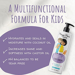 Maya Mari Kids lime coconut castor oil shampoo shows nourishing care.