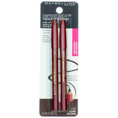 Close-up of dual-ended brow and eyeliner pencil in dark brown shade.