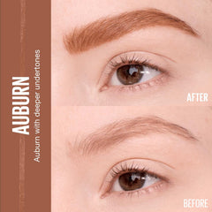 Close-up of hair-like strokes created by the brow pencil.