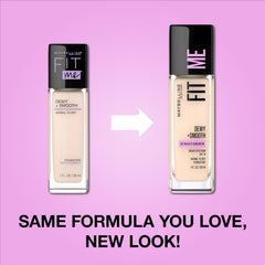 Maybelline Fit Me Dewy texture close-up reveals creamy, blendable liquid formula.