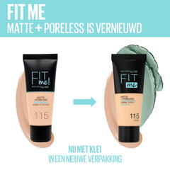 Maybelline Fit Me Foundation 105 Natural Ivory swatch shows buildable medium coverage