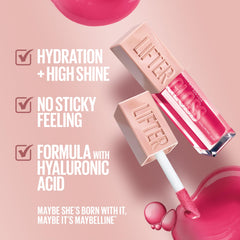 Maybelline Lifter Gloss Heat Raspberry tint provides vivid, wearable color with gloss