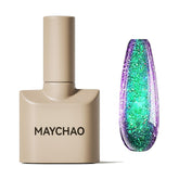 MAYCHAO chameleon gel polish green-to-purple swatch with color-shift effect.