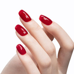Maychao jelly red gel polish color swatches on nails