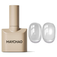 MAYCHAO Silk Silver Cat Eye gel polish bottle front showing magnetic shimmer for dramatic nails.