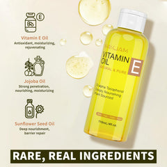 Close-up of MAYJAM Vitamin E Oil drop on skin