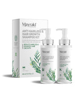 Mayraki Professional shampoo bottle pouring, clarifying cleanse for oily scalps and fuller-looking hair.