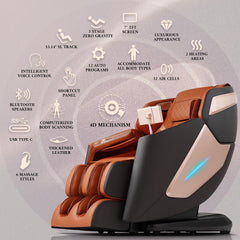 Mazzup 4D massage chair in zero gravity position for enhanced relaxation